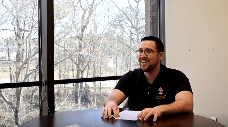 Seminarian Eric Baylot is interviewed