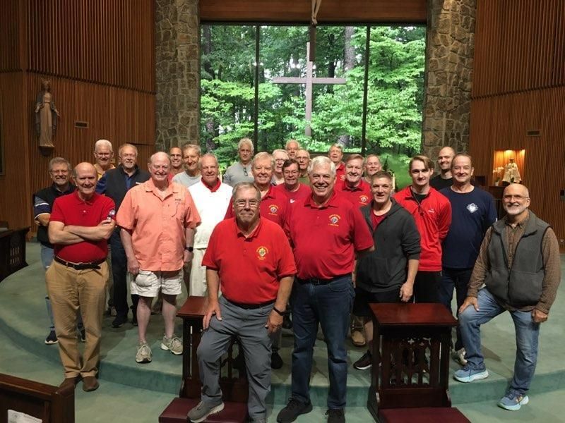 The Kneeler Team of The Knights Of All Saints Council 11402 - Front: Past Grand Knight E.J. Couvillion and Grand Knight Joe Mitchell