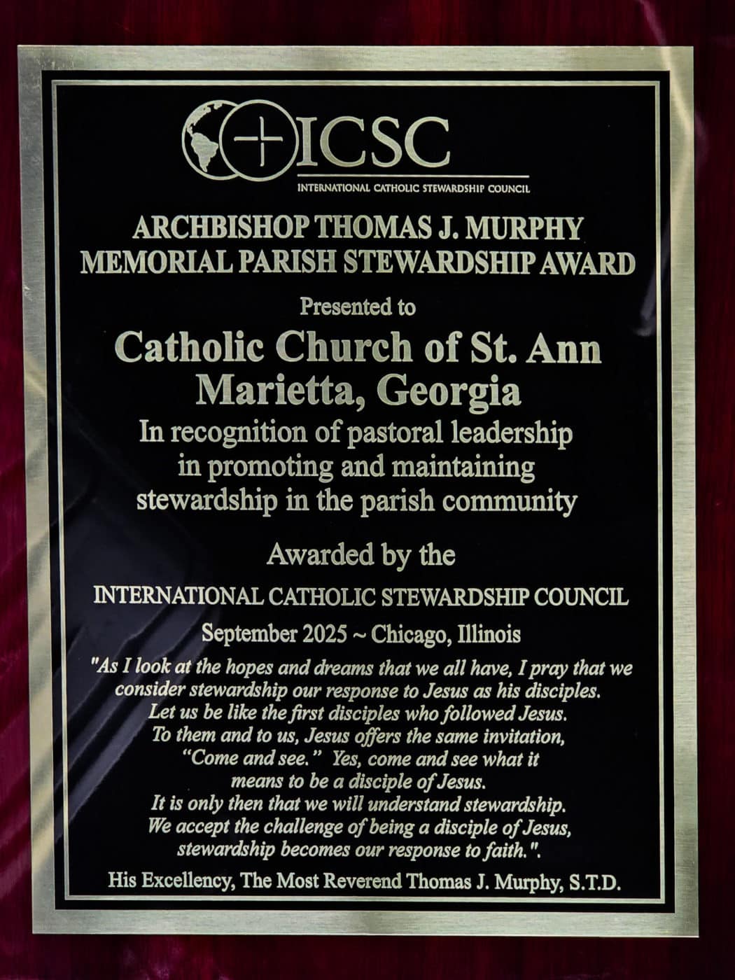 A plaque award