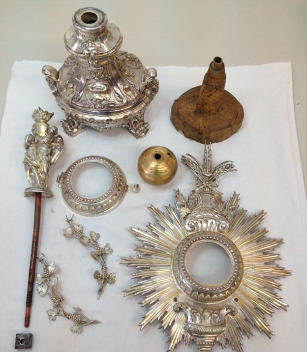 Baroque Monstrances & Thurible During Restoration Close Up