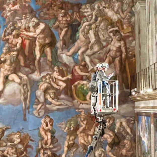 Restoration Work On The Last Judgement In The Sistine Chapel