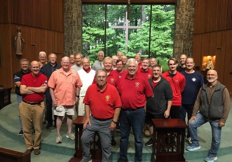 The Kneeler Team of The Knights Of All Saints Council 11402 - Front: Past Grand Knight E.J. Couvillion and Grand Knight Joe Mitchell