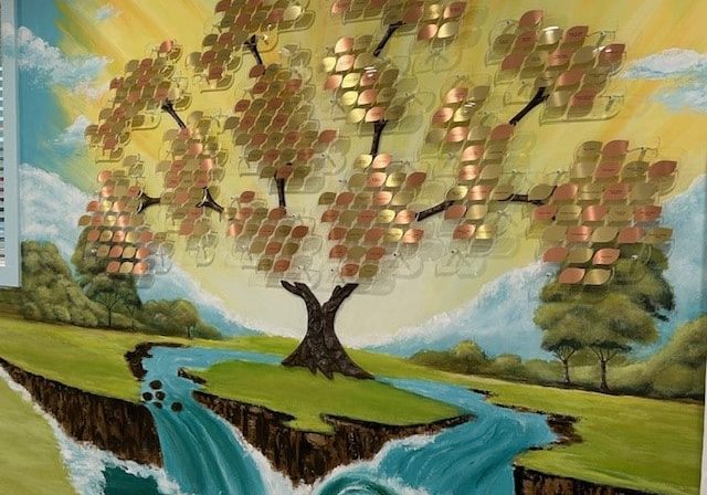 Donor Tree Mural Painted By Caroline Camick With Leaves